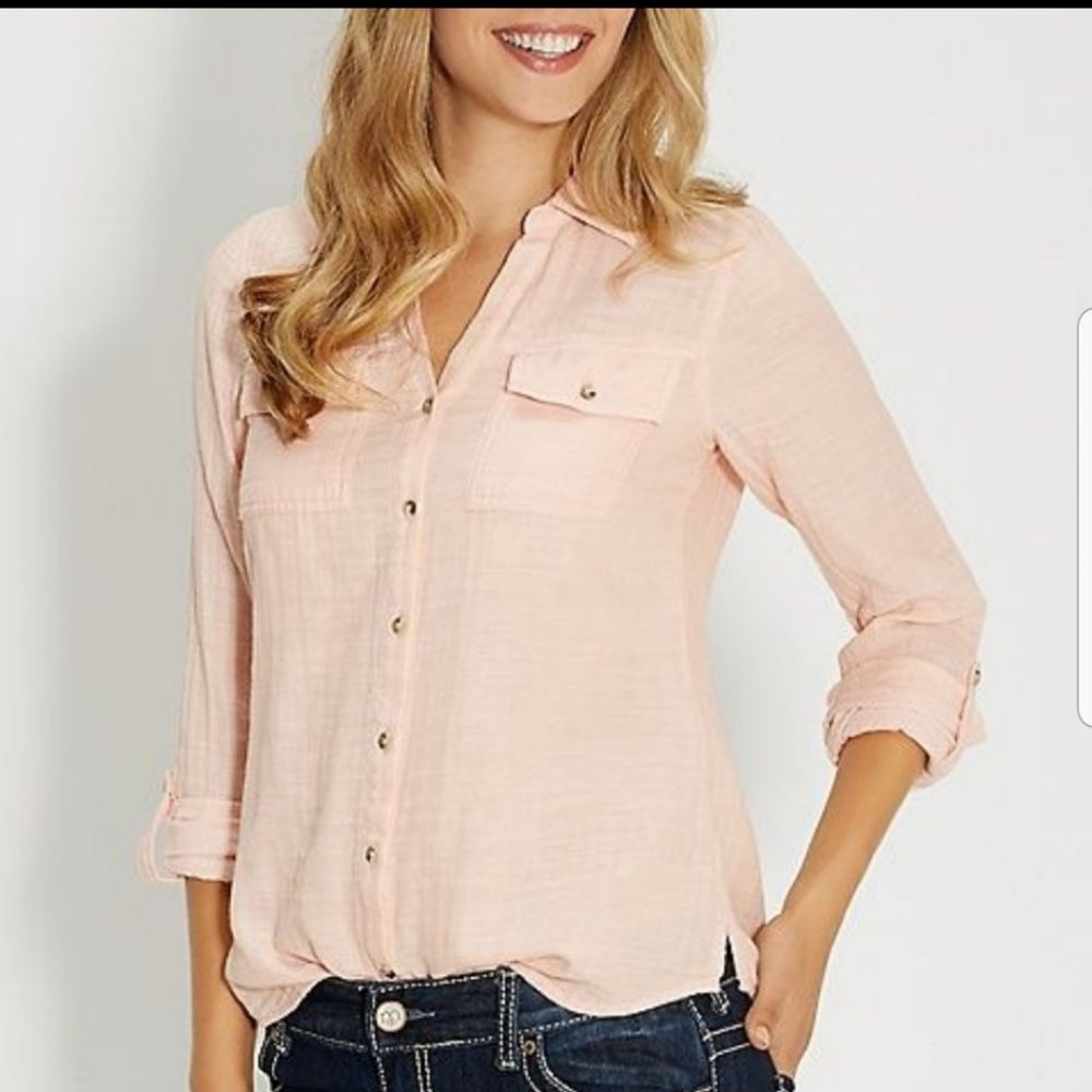 Maurices Light Pink Button Down Shirt
